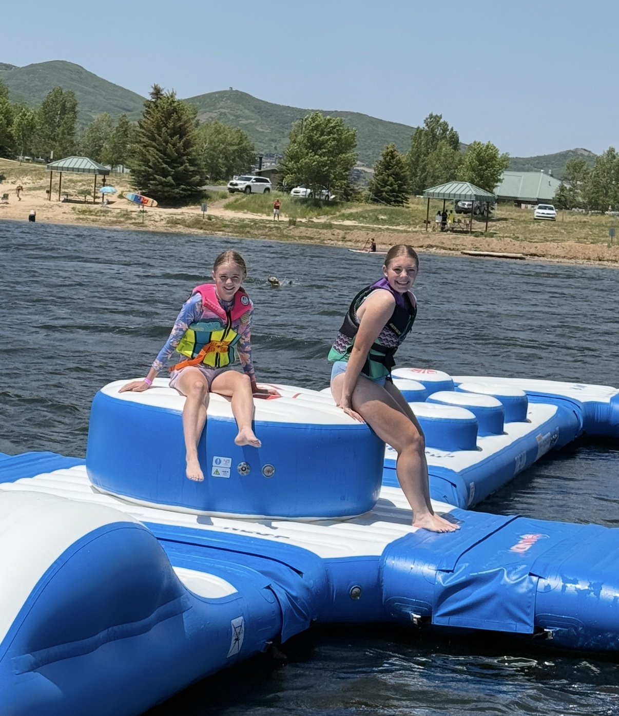 Kids on the inflatable course