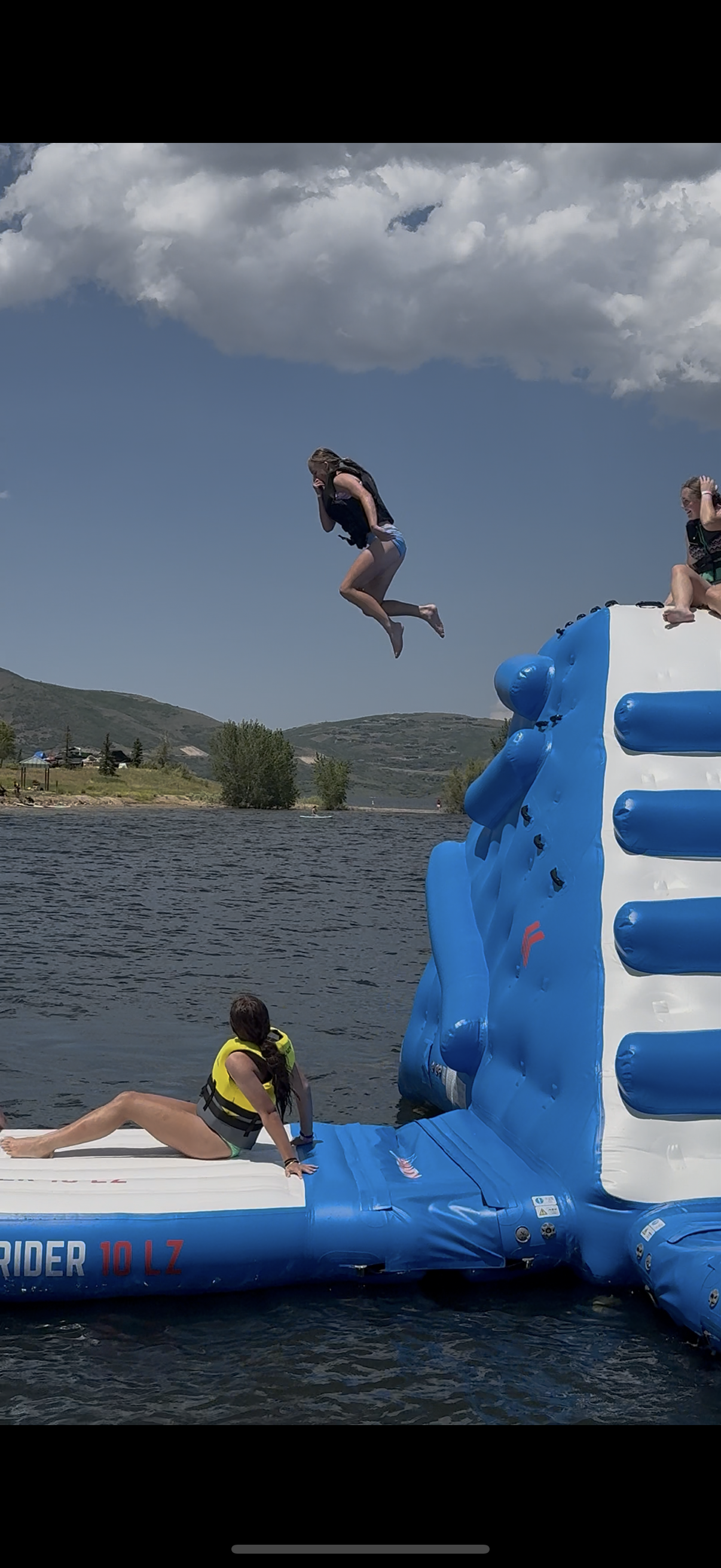 Mid-launch into the lake
