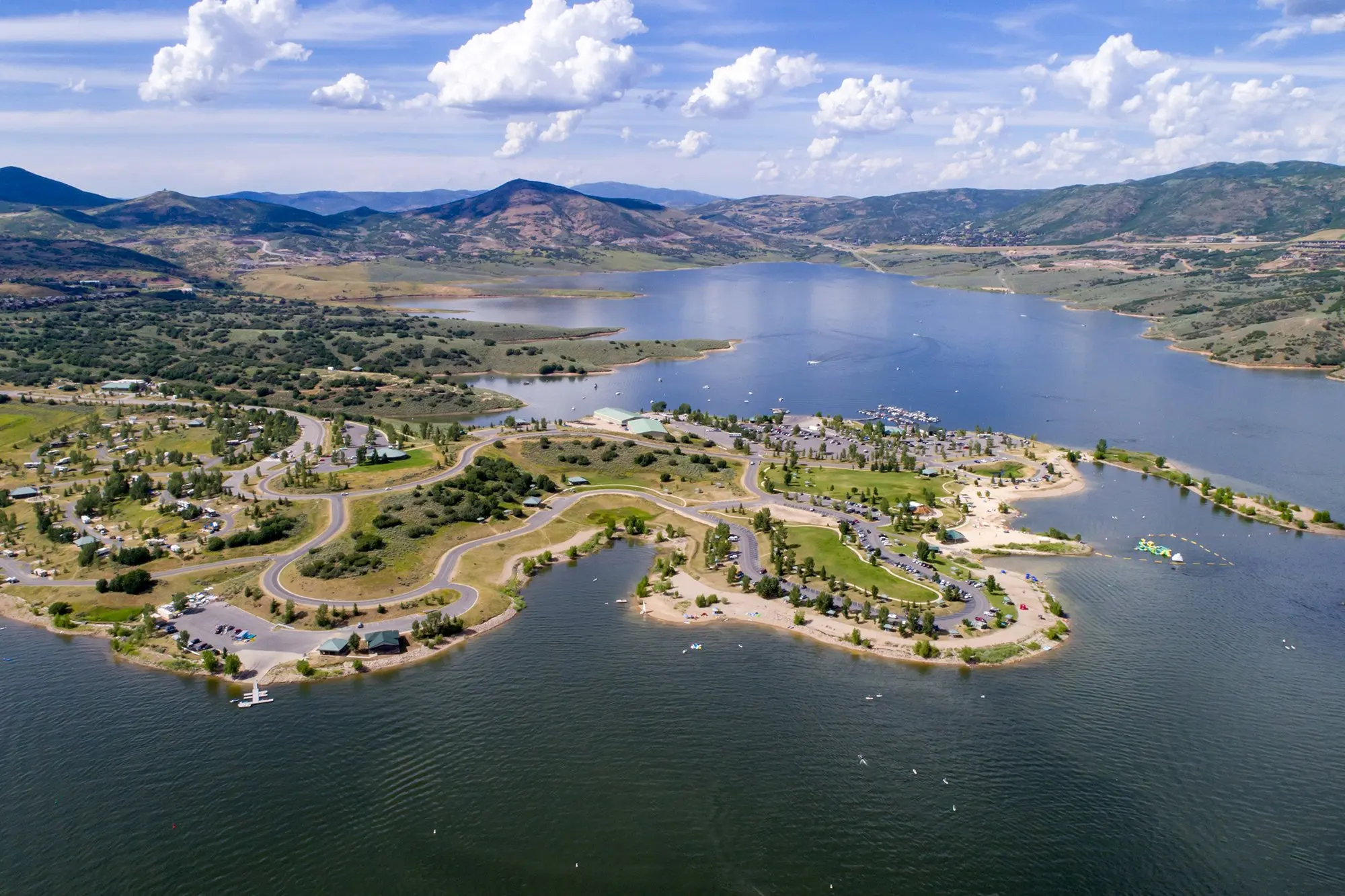 Aerial view of the Jordanelle Aqua Park